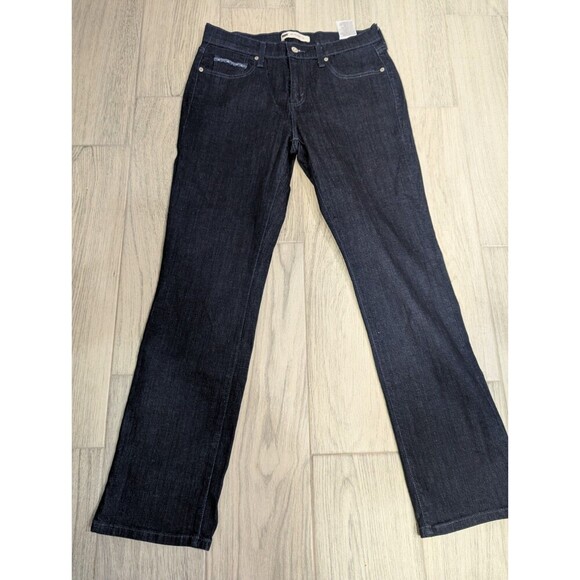LEVI'S 505 STRAIGHT LEG JEANS W33 L31 Dark Blue Embroidered 122 - Picture 1 of 9
